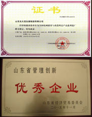 海南变压器厂家优秀管理企业证书